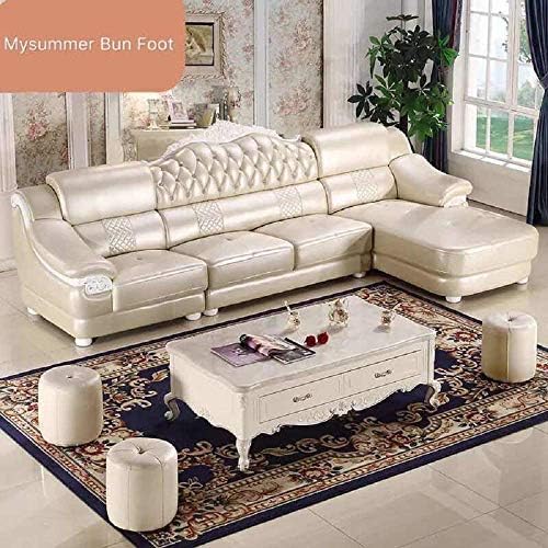 Pack of 4 Walnut Furniture Legs Round Bun Feet 2" Tall Wood Sofa Legs Replacement Legs for Cabinet Couch Chair Dresser