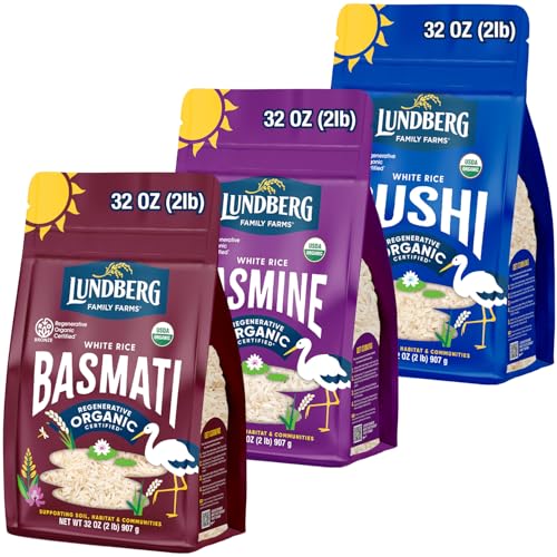 Lundberg Basmati Rice, Long Grain White Rice - Non-Sticky, Fluffy, Nutty, Aromatic Rice, Vegan Food, Healthy Meals, Gluten-Free Rice Grown in California, 32 Oz