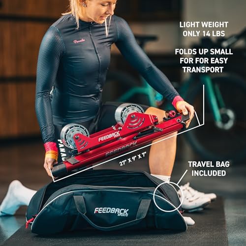FEEDBACK SPORTS | Omnium Lightweight and Portable Bike Trainer | for 16” to 29” Wheels | Travel Bag Included