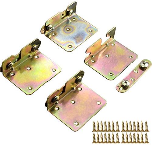 TIHOOD 4PCS Premium Heavy Duty Non-Mortise Bed Rail Fittings Wood Bed Rail Bracket, Headboards and Foot-Boards with Screws