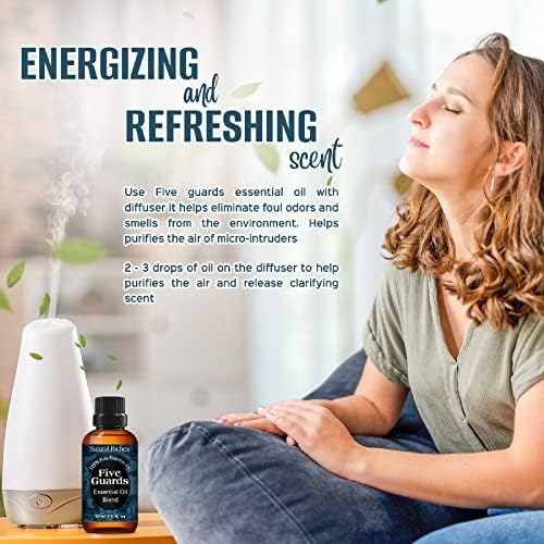 Five Guards Essential Oil Blend 30 ml Health Shield for Aromatherapy | With Clove, Cinnamon, Lemon, Rosemary & Eucalyptus - Natural Riches