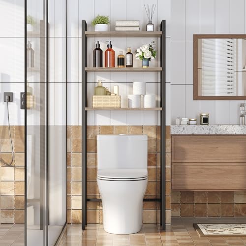 HOOBRO Over The Toilet Storage, 3-Tier Bathroom Organizer Shelf Over Toilet, Freestanding Bathroom Storage Shelves, Space Saver