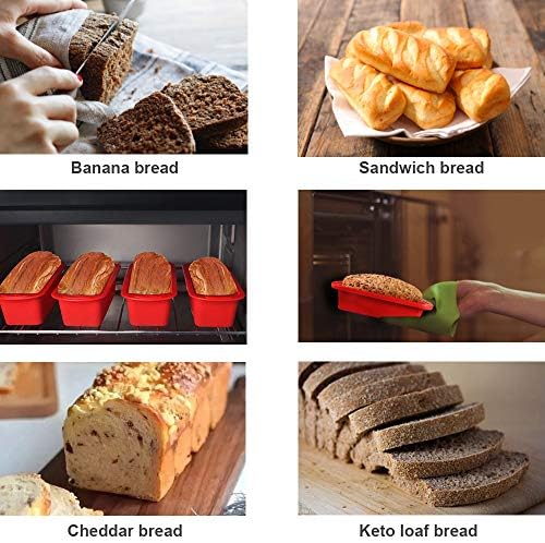 4 Pack Mini Loaf Pans,Nonstick Silicone Bread Loaf Pans