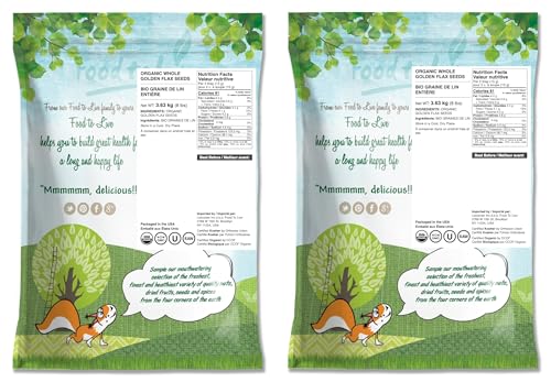 Food to Live Organic Golden Flax Seeds, 4 Pounds – Whole Raw, Non-GMO, Kosher, Vegan, Bulk. Rich in Omega-3 Fatty Acids, Protein, Dietary Fiber. Great for Smoothies, Salads, Granola, & Baked Goods.