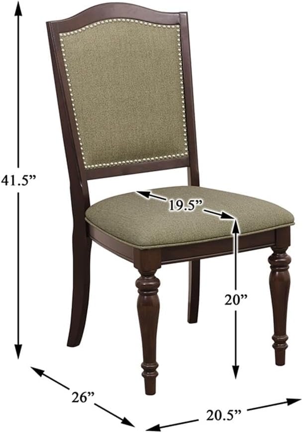 Homelegance Marston Sophisticated Dining Chairs with Serpentine Back with Nail Head Accent (Set of 2), Cherry