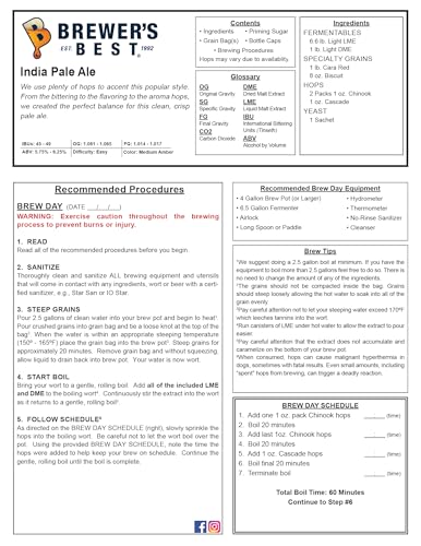 India Pale Ale Homebrew Beer Ingredient Kit Brewers Best