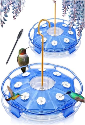 eWonLife 2 Pack 16 oz Saucer Hummingbird Feeders for Outdoors, Garden Decor