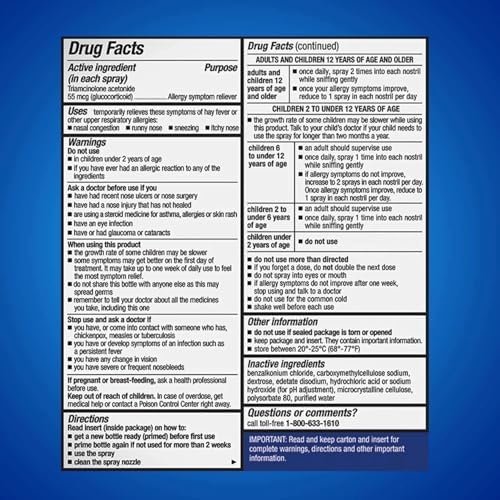 Nasacort 24HR Allergy Nasal Spray for Adults, Non-drowsy & Alcohol Free, 150 Spray Pack