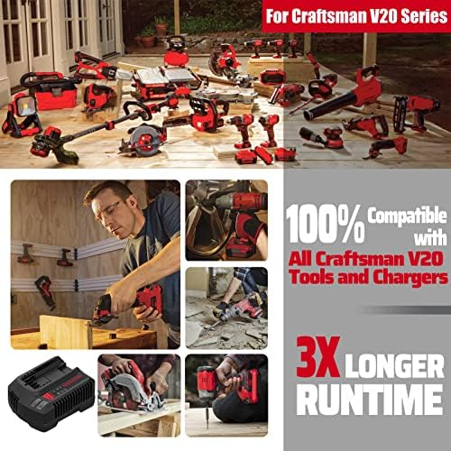 TenHutt 【Upgrade】 2Pack 20V 6.0Ah Replacement Battery for Craftsman 20V Battery V20 Lithium ion for CMCB205 CMCB204 CMCB206 CMCB202 CMCB201 20V