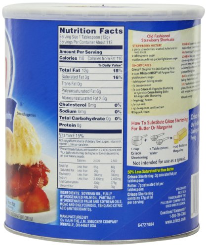 Crisco All Vegetable Shortening, 48 Ounce (Pack of 4)