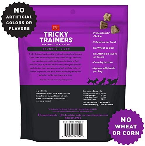 Cloud Star Tricky Trainers Crunchy, Low Calorie Training Dog Treat, Made in the USA, Wheat & Corn Free