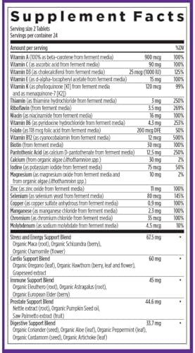 New Chapter Men's Multivitamin Advanced Formula for Stress, Brain, Immune, Heart & Energy Support, Higher Levels of Whole-Food Fermented Essential Nutrients for Men + Selenium + B Vitamins, 120 ct