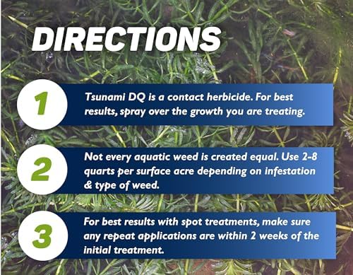 Tsunami DQ Aquatic Herbicide - Gallon - 37.3 Percent Diquat Dibromide - Concentrated Aquatic Weed Killer for Lakes and Ponds - Duckweed, Watermeal