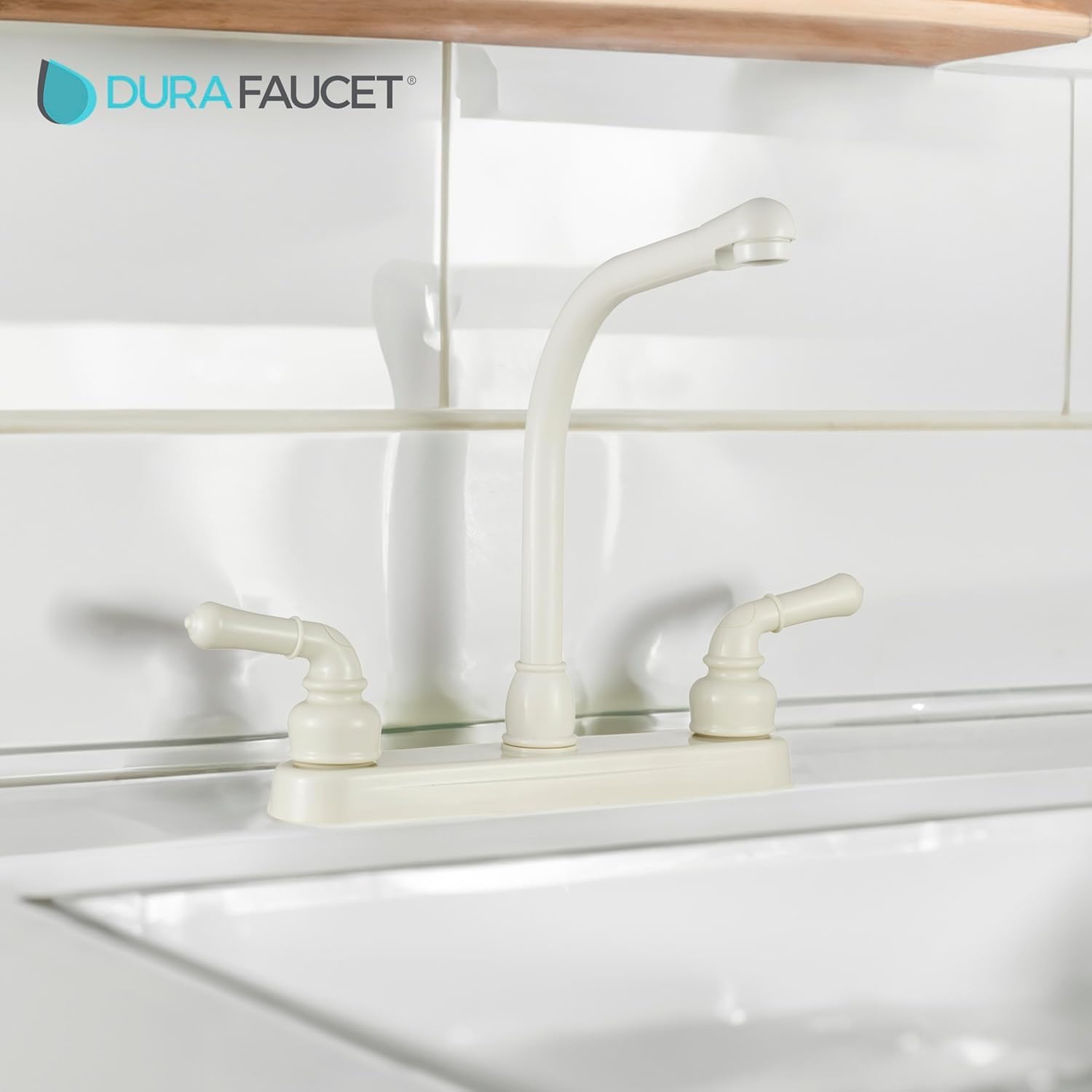 Dura Faucet DF-PK210C-SN RV Hi-Rise Kitchen Sink Faucet (Satin Nickel) | Tall spout and classical levers make washing big pots easy. Brushed Satin Nickel.
