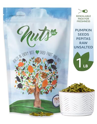 NUTS U.S. - Pumpkin Seeds (Pepitas) | Raw and Unsalted | No Shell | AA GRADE | Vegan and Gluten Free | Packed in a Resealable Bag (1 LB)