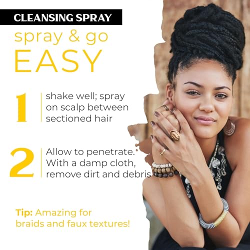 Dollylocks Cleansing Rinse-free Shampoo Spray | Removes Build-up + Moisturizes | Plant-Based Residue-free Vegan | Locs, Braids, Hair Extensions