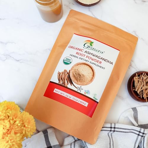 Grenera Organic Ashwagandha Root Powder | 2.2 lbs (1 kg) | USDA Organic, Vegan, Kosher Certified | Non-GMO, Gluten Free | Ashwagandha Powder for Smoothies, Drinks, Recipes | Lab Tested