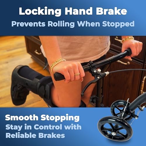 KneeRover Economy Steerable Knee Scooter – Foldable Mobility Aid & Knee Walker with Adjustable Handlebar and Comfortable Knee Pad for Adults (Black) | Knee Walker, For Adults, Foot Surgery & Broken Ankle, Foldable, Crutch Alternative
