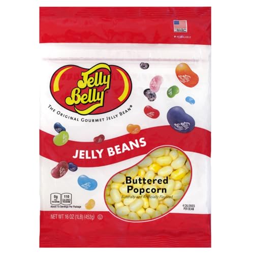 Jelly Belly Buttered Popcorn Jelly Beans - 1 Pound (16 Ounces) Resealable Bag - Genuine, Official, Straight from the Source …