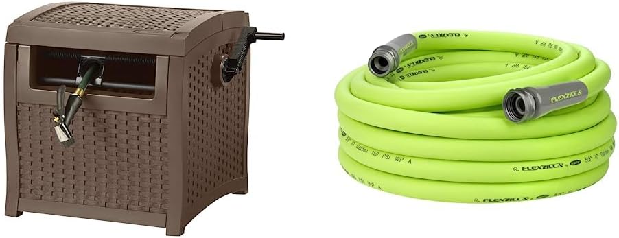 Suncast Hose Reel with Smart Trak Hose Guide, Water-Tight Connection, Durable Resin Construction, 225' Hose Capacity, Brown, Made in the USA