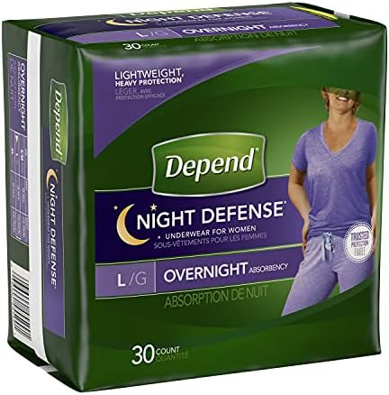 Depend Night Defense Incontinence Overnight Underwear for Women, L, 14 Underwear (Pack of 2)