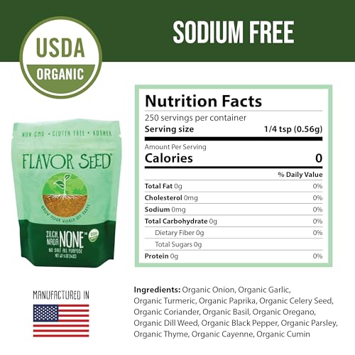 Organic No Salt Seasoning - Zilch Nada None by Flavor Seed, Salt Substitute for Cooking with Herbs & Spices, All Purpose Seasoning for Meat