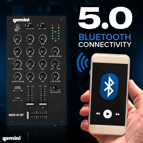 Gemini 2-Channel Bluetooth DJ Mixer, Crossfader Curve (MXR-01BT)