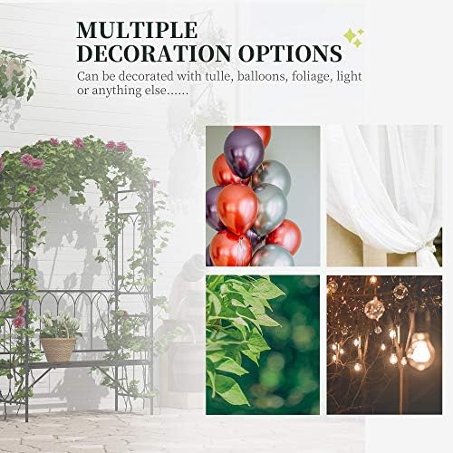 Outsunny Metal Trellis Arbor Arch with Garden Bench Steel 484 lbs. Black