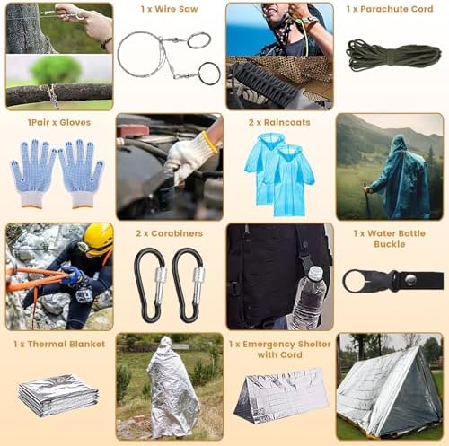 125 Pcs Survival Kit with First Aid Supplies, Tactical Emergency Gear for Outdoor Adventures, Hiking, Camping, Hunting, Fishing