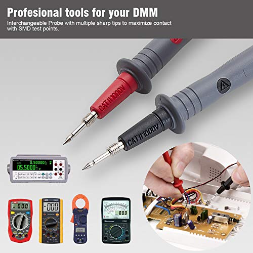 WG-011 Soft Silicone Test Lead and Safety Alligator Clips, Multimeter Test Leads Kit CAT III 1000V & CAT IV 600V with Threaded Alligator Clip