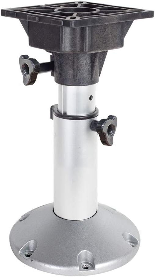 Oceansouth Adjustable Boat Seat Pedestal 13”-19” | Marine Grade Aluminum & Nylon | 360° Swivel Seat Base | Heavy Duty Adjustable Boat Seat Mount