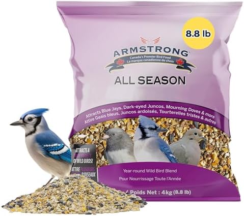 Armstrong Wild Bird Food All Season Bird Seed Blend, 40 Pounds - with Cut Corn, Wheat, White & Red Millet, Black Oil Sunflower Seeds for Blue Jays