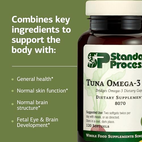 Standard Process Tuna Omega-3 Oil - Brain & Eye Health Support Supplement - Essential Fatty Acid Supplement with Omega-3 - Nutritional Supplement to