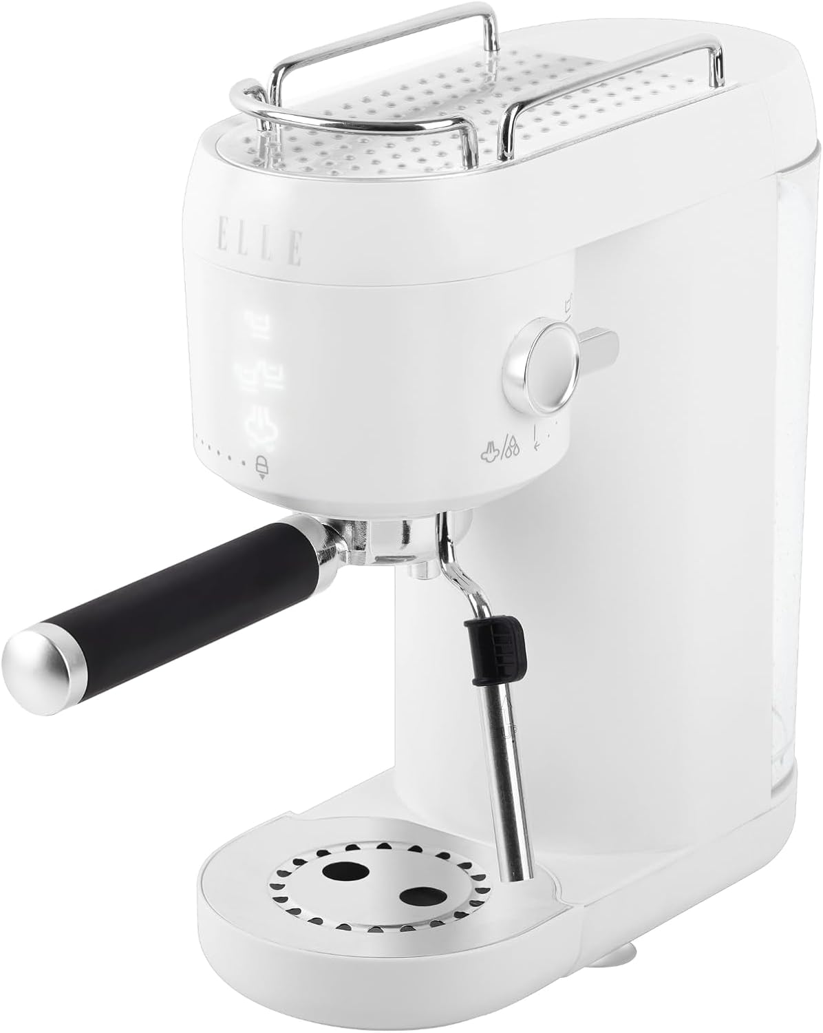 ELLE 1L Espresso Maker Latte and Cappuccino Maker with 20 Bar Pump Pressure and Illuminated Touch Button with Milk Frothing System and Cup Warmer 1400W White
