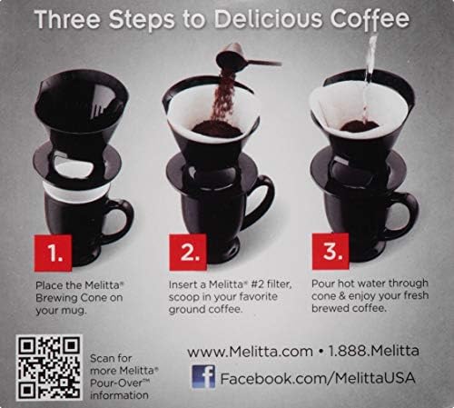 Melitta Filter Coffee Maker, Single Cup Pour-Over Brewer, Black, 1 Count (640007)