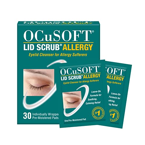 OCuSOFT Lid Scrub Allergy Eyelid Cleanser, Pre-Moistened Pads, 30 Count | Designed for eyelids exposed to environmental irritants like pollen, dust
