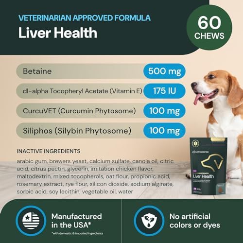 VetriScience Veterinary Strength Liver Health Chews - Canine Liver Care Supplement for Detox Support - Dog Supplement - Supports Immune System - No