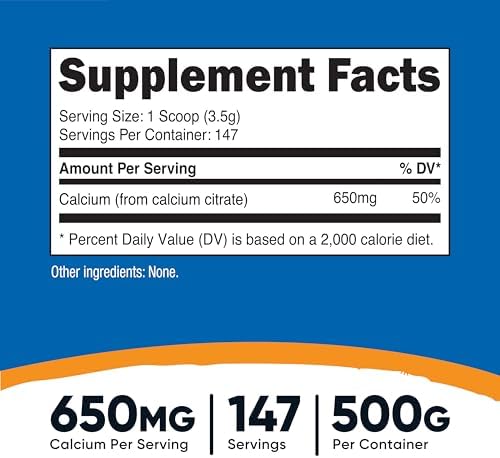 Nutricost Calcium Citrate Powder (Unflavored) 500 Grams, Gluten-Free | Pure Calcium Citrate, No Fillers (1.1lbs)