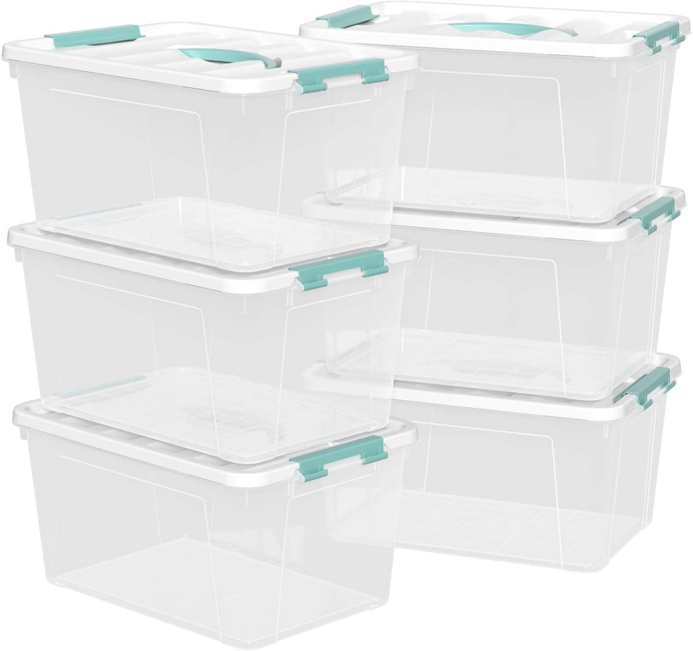 17.5 L Clear Plastic Storage Box, 4-Pack Latch Storage Bin