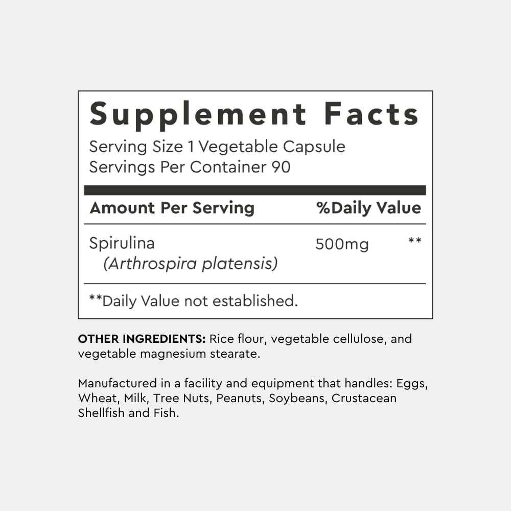 Alaya Pure Spirulina 500mg Hawaiian Blue Green Algae 90 Capsules