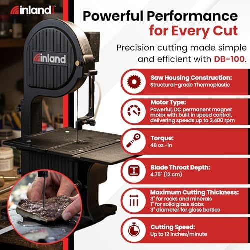 Inland Craft DB-100 Diamond Band Saw Machine for Glass, Rock, Wood & Metal
