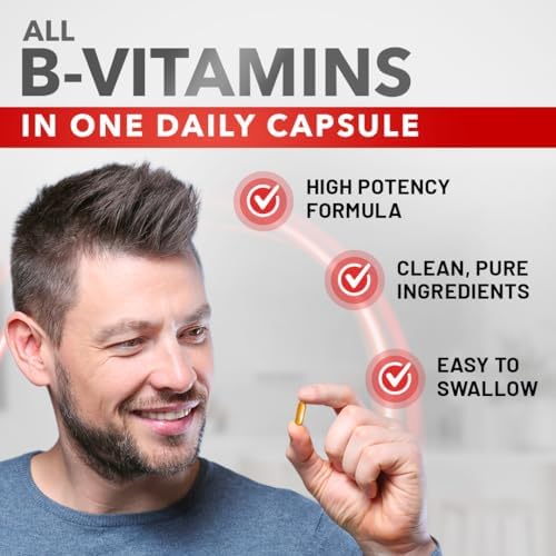 Divine Bounty Vitamin B Complex, All B Vitamins in One Capsule, 90 Count | Super B Complex Vitamins B1 B2 B3 B5 B6 B7 B9 B12 for Men & Women