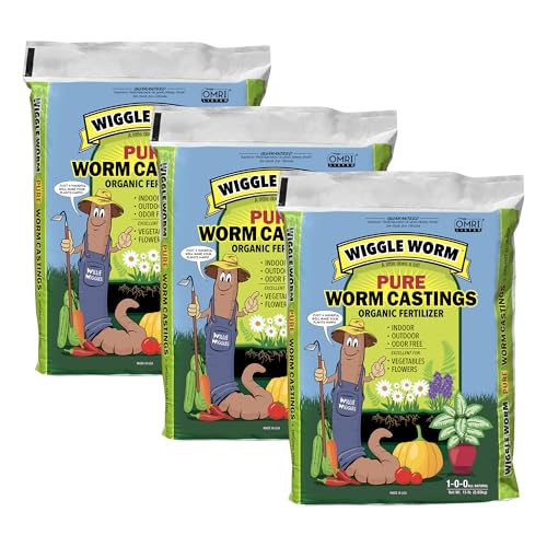 Wiggle Worm 100% Pure Organic Worm Casting Fertilizer, 15lb | Mineral-Dense Formula Improves Soil Fertility, Aeration & Healthy Root Growth for Houseplants & Vegetables