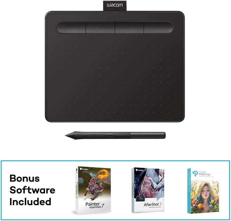 Wacom Intuos Graphics Drawing Tablet with 3 Bonus Software Included, 7.9"x 6.3", Black (CTL4100) & ACK20001 Standard Nibs