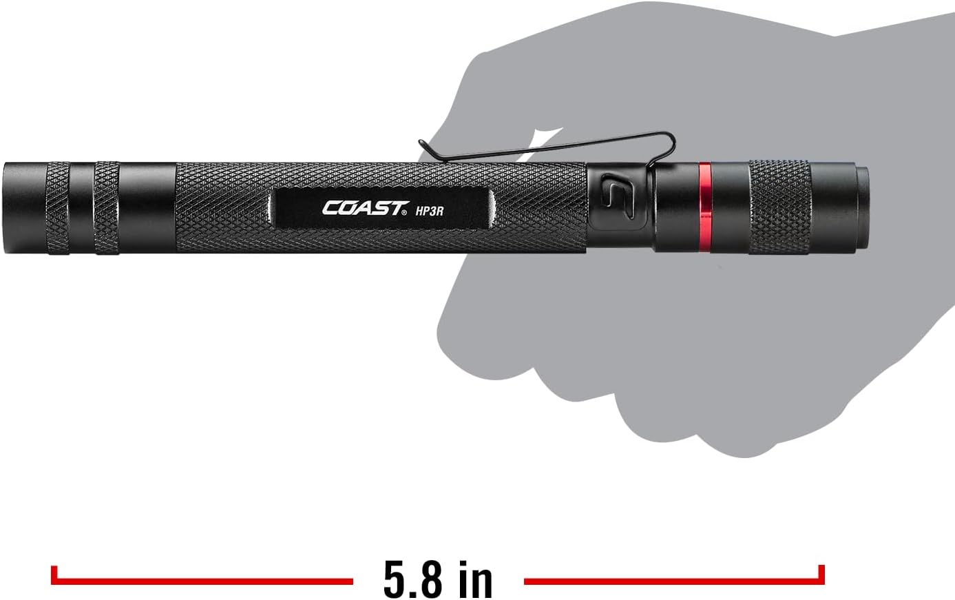 COAST HP3R 500 Lumen Rechargeable LED Penlight with TWIST FOCUS, Black
