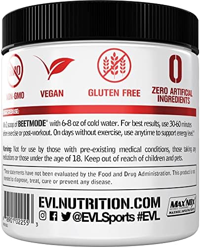 EVL BeetMode Beet Root Nitric Oxide Powder, Black Cherry - 30 Servings