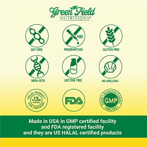 Greenfield Nutritions Halal Fish Oil 1000mg, 300mg Halal Omega 3, Small Wild Peruvian Fish Oil Halal Vitamins, EPA 180 mg & DHA 120mg, Non-GMO