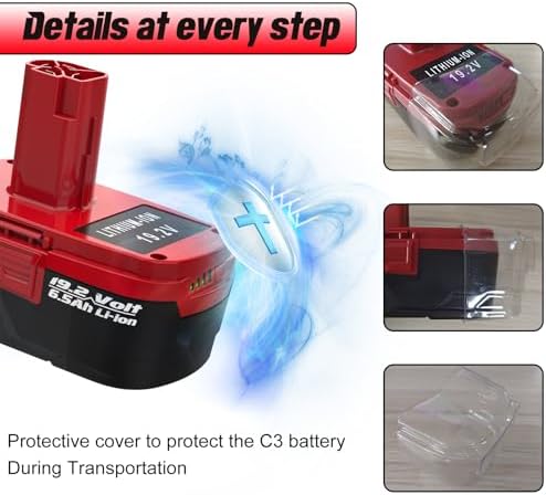 2Pack 6.5Ah C3 Lithium Battery Kits for Craftsman 19.2V Battery