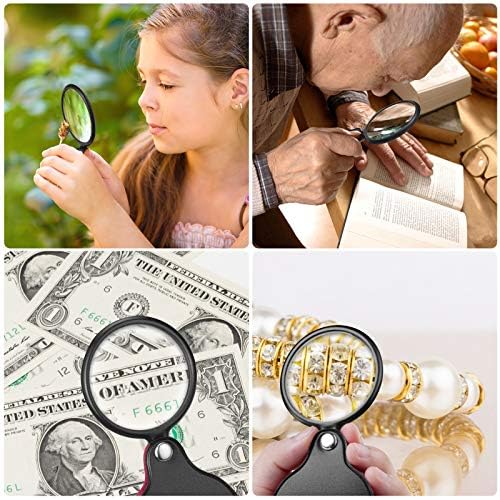 2PCS Small Magnifying Glasses for Kids/Senior, 10X Pocket Magnifier