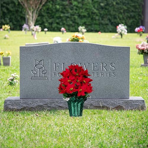 Rubys Silk Flowers - 24" Artificial Red Poinsettia Flower Bouquet – 5 lbs Weighted Pot – 24" Tall and 18" Wide – Perfect Size for Christmas Decor, Home, Office, or Memorial